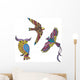 Stylized Motley Birds Wall Mural