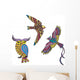Stylized Motley Birds Wall Mural