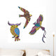 Stylized Motley Birds Wall Mural