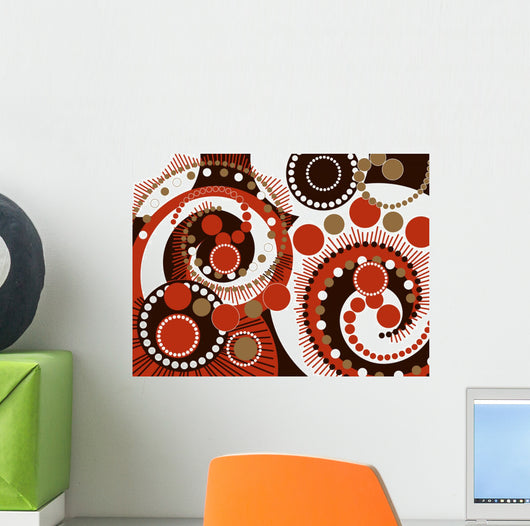 retro brown spiral dots pattern Wall Mural