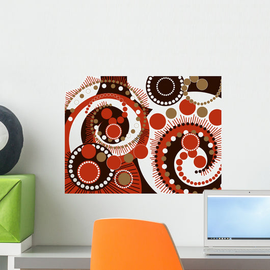retro brown spiral dots pattern Wall Mural