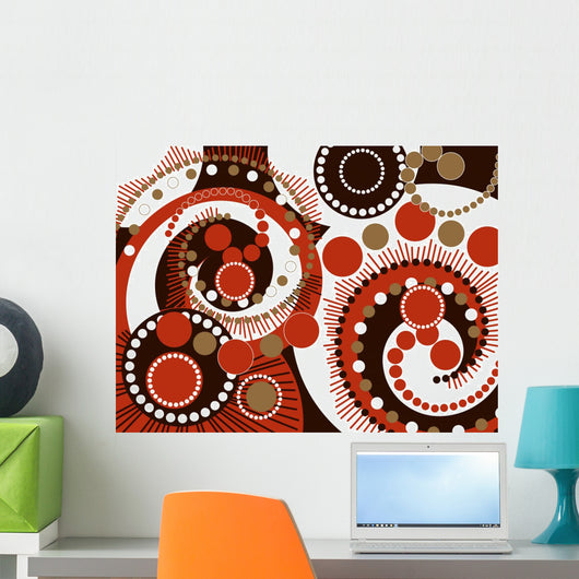 retro brown spiral dots pattern Wall Mural