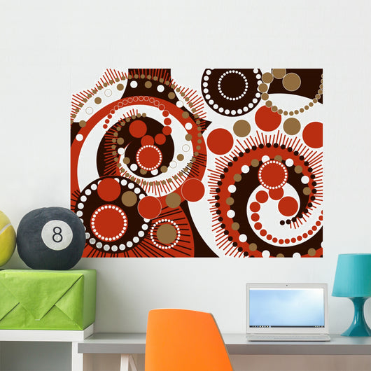 retro brown spiral dots pattern Wall Mural