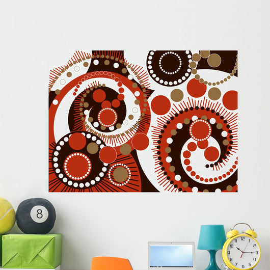 retro brown spiral dots pattern Wall Mural