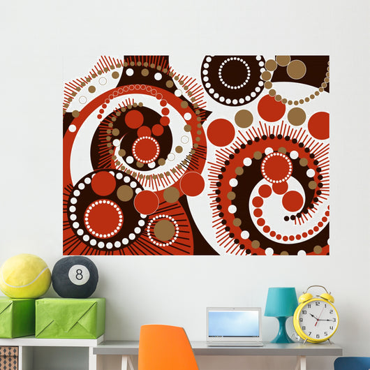 retro brown spiral dots pattern Wall Mural