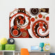 retro brown spiral dots pattern Wall Mural