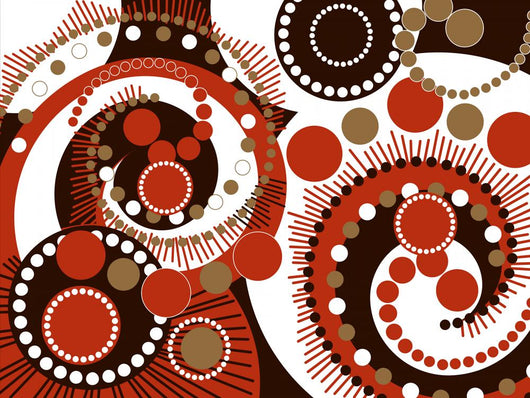 retro brown spiral dots pattern Wall Mural