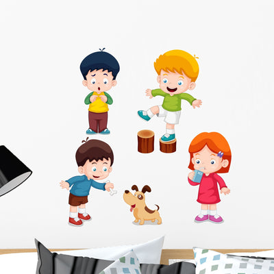 Characters Cartoon Kids Wall Decal shown on a wall