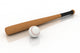 Baseball bat and ball isolated over white Wall Decal