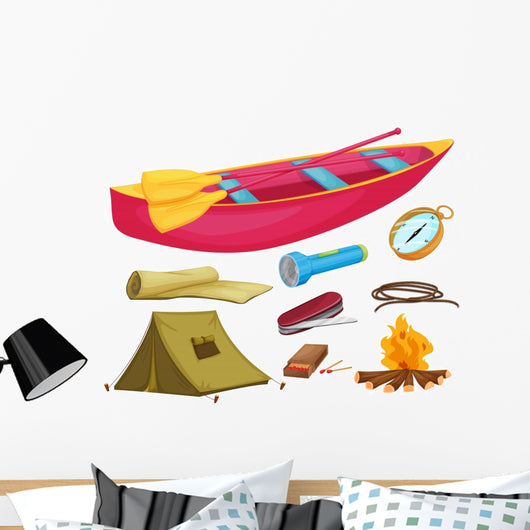Various Camping Objects Wall Decal