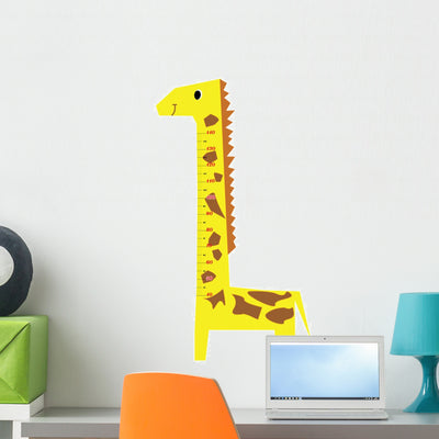 Height Scale Kids Giraffe Wall Decal shown on a wall
