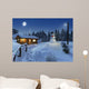 log house in a winter christmas scene Wall Mural
