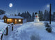log house in a winter christmas scene Wall Mural