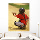 young baseball catcher ready for pitch Wall Mural