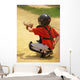 young baseball catcher ready for pitch Wall Mural