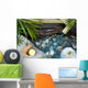 Falling Water on Stones Spa Concept with Orchids and Bamboo Wall Mural