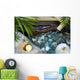 Falling Water on Stones Spa Concept with Orchids and Bamboo Wall Mural