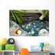 Falling Water on Stones Spa Concept with Orchids and Bamboo Wall Mural