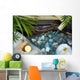 Falling Water on Stones Spa Concept with Orchids and Bamboo Wall Mural