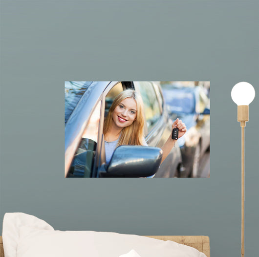 Young Woman Showing Car