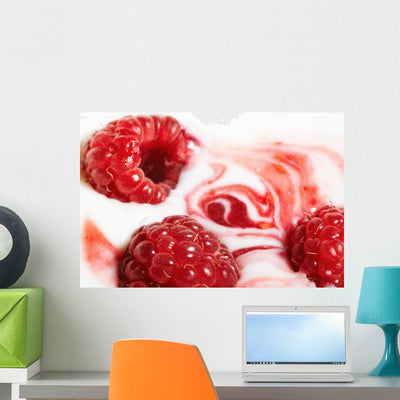 Raspberry and Cream Wall Mural shown on a wall