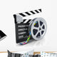 Clapper board and reel with filmstrip Wall Decal