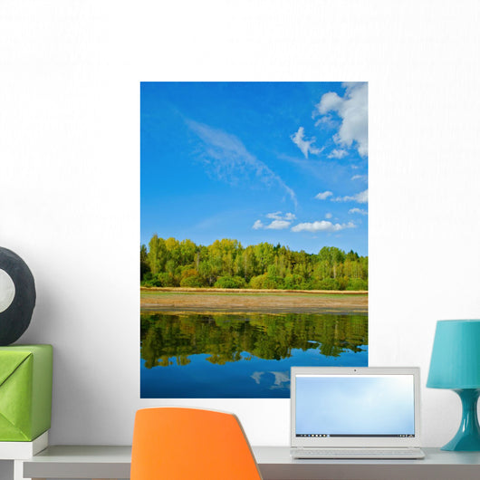 Natural Reflections on a Lake and Beautiful Sky Wall Mural