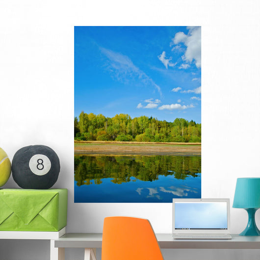 Natural Reflections on a Lake and Beautiful Sky Wall Mural
