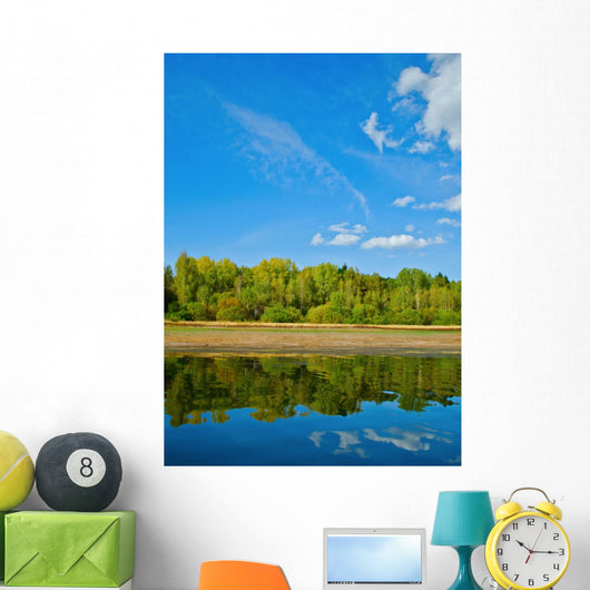 Natural Reflections on a Lake and Beautiful Sky Wall Mural