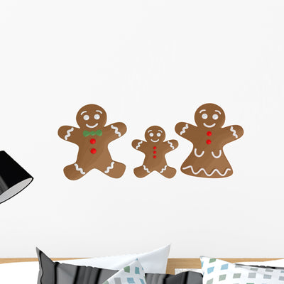 Gingerbread Family Wall Decal Sticker Set shown on a wall