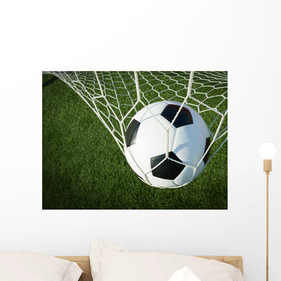 Soccer Ball Goal Success Wall Mural shown on a wall