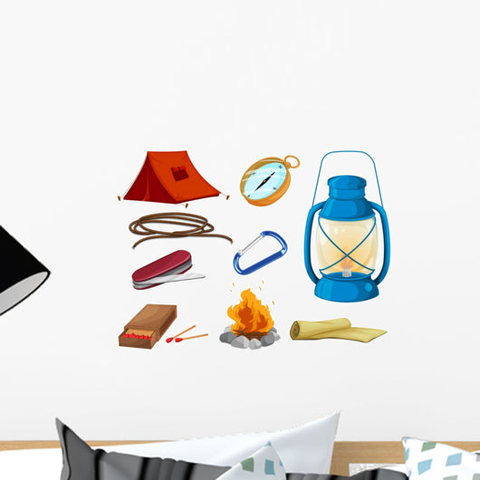 Various Objects Camping Wall Mural