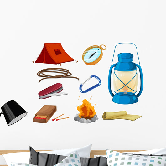 Various Objects Camping Wall Mural