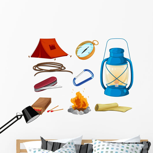 Various Objects Camping Wall Mural