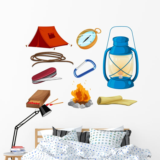 Various Objects Camping Wall Mural