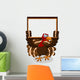 happy turkey cartoon with blank board Wall Decal