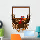happy turkey cartoon with blank board Wall Decal
