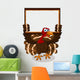 happy turkey cartoon with blank board Wall Decal