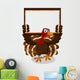 happy turkey cartoon with blank board Wall Decal