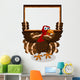 happy turkey cartoon with blank board Wall Decal