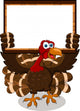 happy turkey cartoon with blank board Wall Decal
