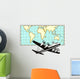 Airplane with world map Wall Decal