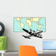 Airplane with world map Wall Decal