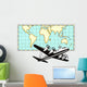 Airplane with world map Wall Decal
