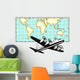 Airplane with world map Wall Decal