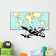 Airplane with world map Wall Decal
