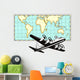 Airplane with world map Wall Decal