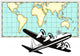 Airplane with world map Wall Decal