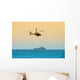 helicopter hovering over battleship Wall Mural