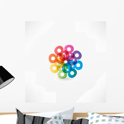 Full Color Abstract Figure Wall Decal shown on a wall